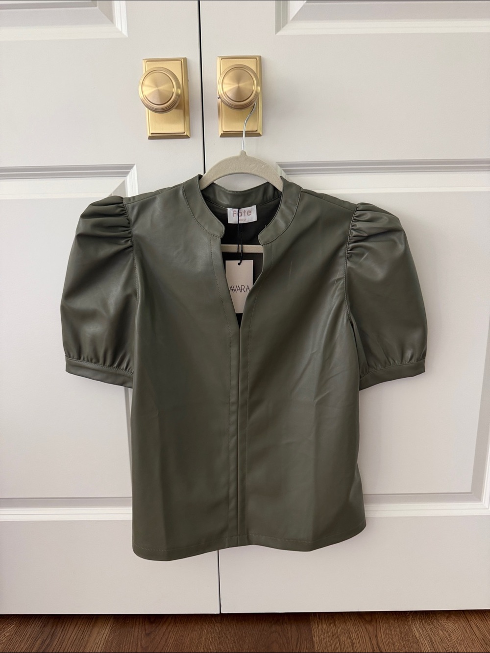 Faux leather top
